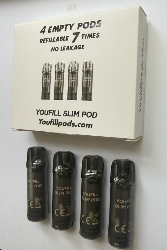 YOUFILL SLIM refillable empty mesh pod pack - 1.0 ohm 4 PACK 2mL