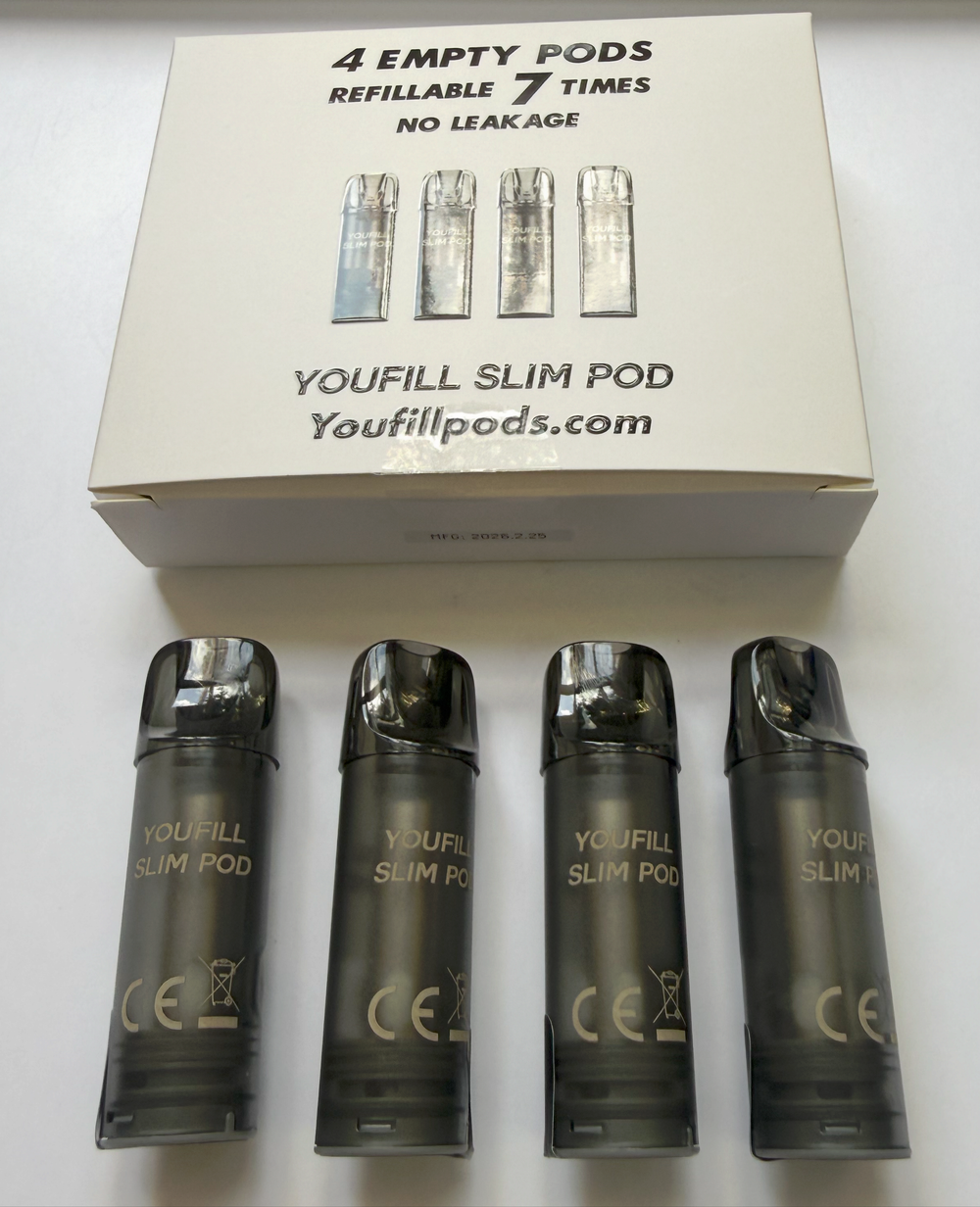 YOUFILL SLIM refillable empty mesh pod pack - 1.0 ohm 4 PACK 2mL