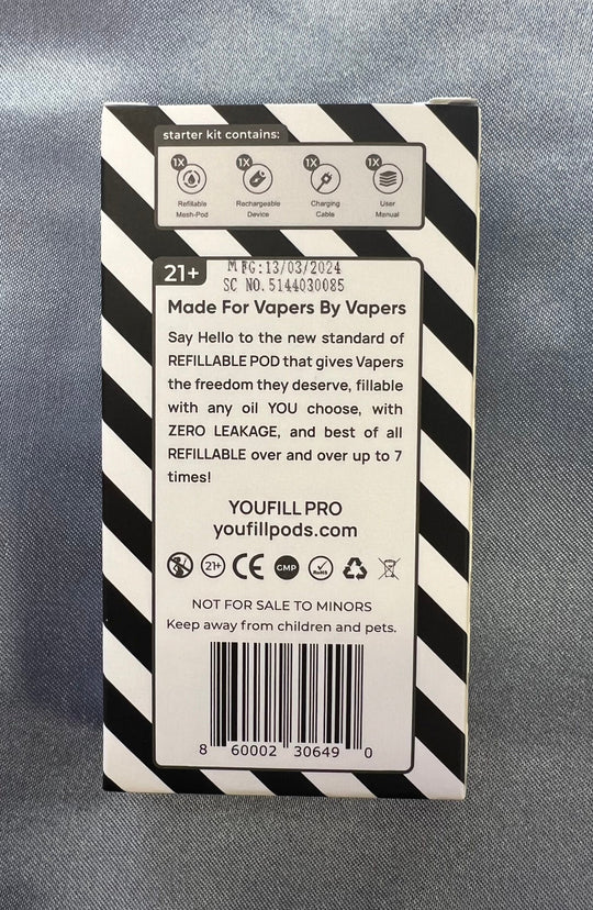 YOUFILL PRO refillable pod system with 2mL pod DISTRIBUTORS ONLY