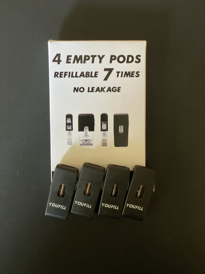 Refillable Empty JUUL Compatible Pods, Refillable again and again 4-Pack No Leakage Pods